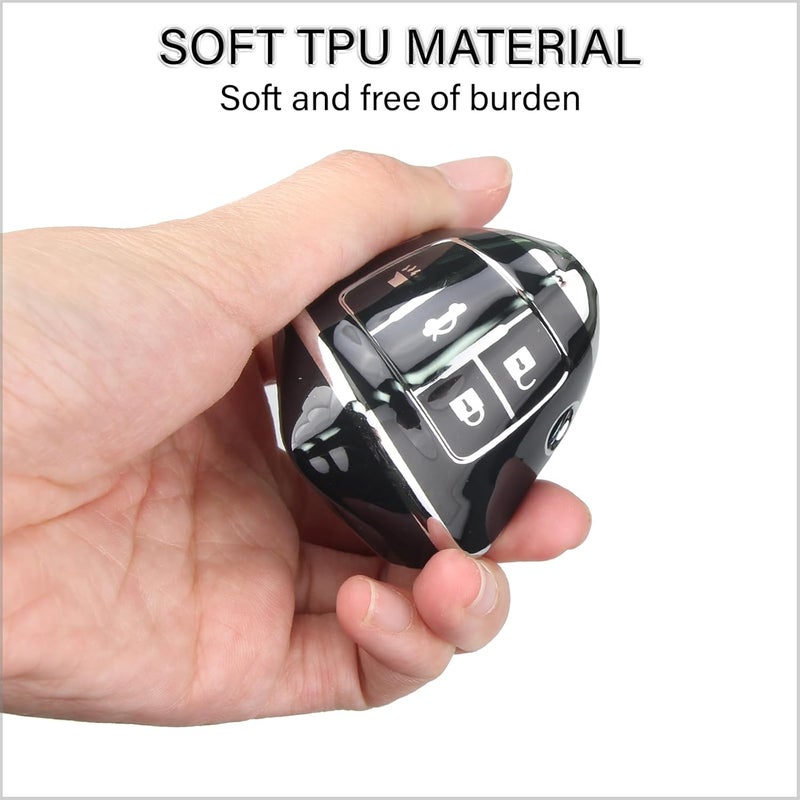 QBUC for Chevy Key Fob Cover With Keychain Chrome Trim Soft TPU Compatible with 2010-2019 Chevrolet Chevy Equinox Malibu Impala Cruze Sonic 4 Button(Chrome Trim Black) - Image 3